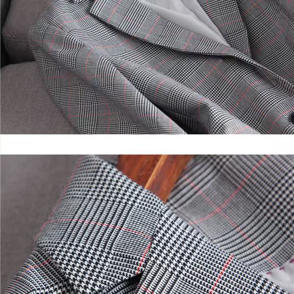 2018 xuân mới thanh lịch OL sáng mắt mini houndstooth vai pad một nút mỏng phù hợp với áo khoác nữ váy đầm đẹp
