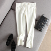 Day Style Commute 100 Hitch Pants Feet Side Open Fork Cotton 78 Pants Slim Fit Lean Casual Pants Women Thin summer