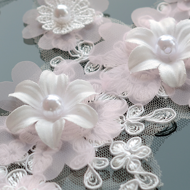 Handmade ba chiều hoa ngọc trai khoan ren trên hoa cô dâu váy cưới tự làm mũ quần áo chất liệu ren trắng - Phụ kiện tóc phụ kiện tóc hà nội