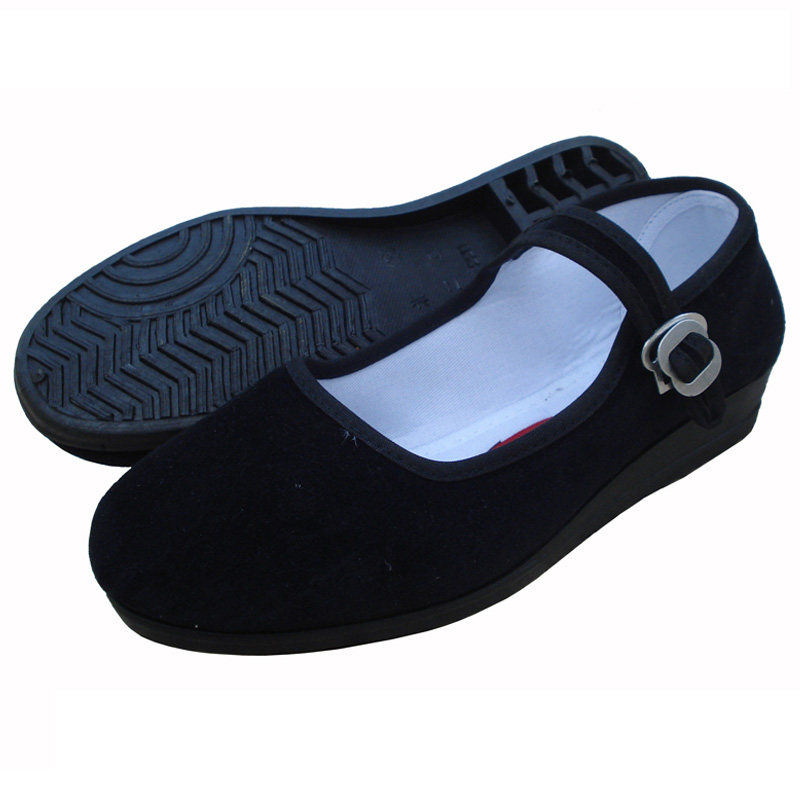 Old Beijing Cloth Laces Trip Black Working Shoes Dance Shoes Single Shoes Low Heel Women Shoes Guesthouse Shoes Comfort Attendant Shoes
