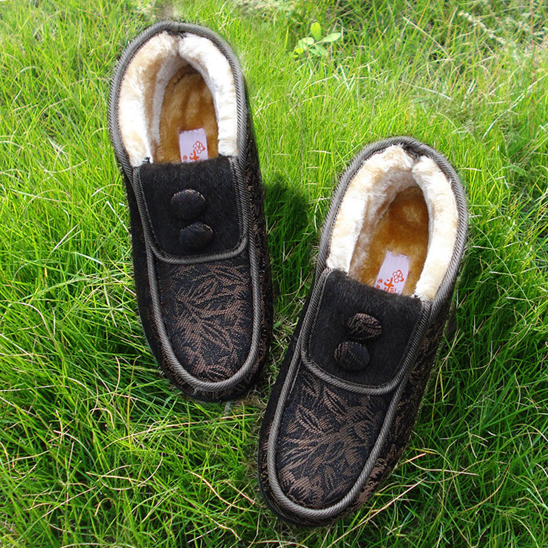 Mother Grandma Old Beijing Cloth Shoes High Cylinder Old Man Warm Shoes Women Non-slip Middle Aged Old Lady Cotton Shoes Winter Plus Suede