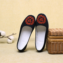 Old Beijing Cloth Shoes Women Shoes Pure Artisanal kilo bottom cloth bottom embroidered shoes embroidered with red fu low help shoe tradition