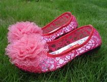 Sandshoes Summer New Female Mesh Hollowed-out Soft Bottom Sweet Beauty Princess Shoes Lace Silk Screen Yarn Flowers Old Beijing Cloth Shoes