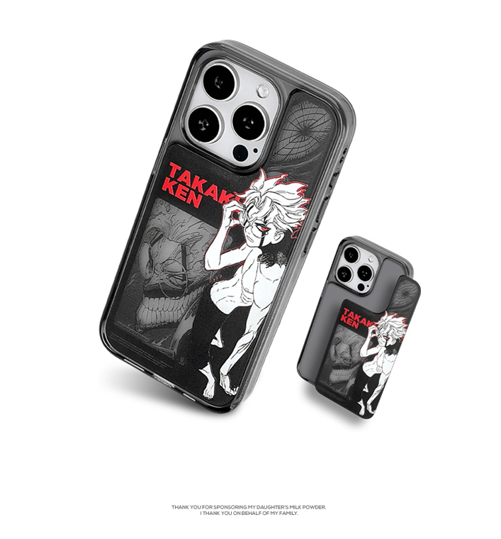 Takaken Anime Red Accents Black Illustration Metal Heatsink iPhone Case