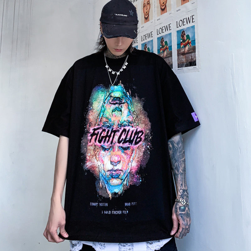 chic bishop street original tide brand graffiti printing pure cotton summer clothes men loose hip-hop trend body bag