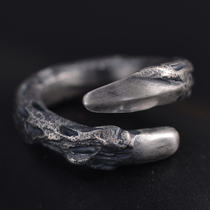 999 foot silver ring men handmade opening retro Thai silver ring solid personality trendy overbearing male accessories