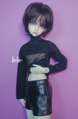 taobao agent BJD baby clothing 4 points men's black high necklasmium leisure and cool brother tight sexy [lulu