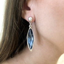 European Personality Pure Artisanal Tide Card UNO DE 50 Queen Consisto Blue Crystal Earnail Big Fashion Temperament