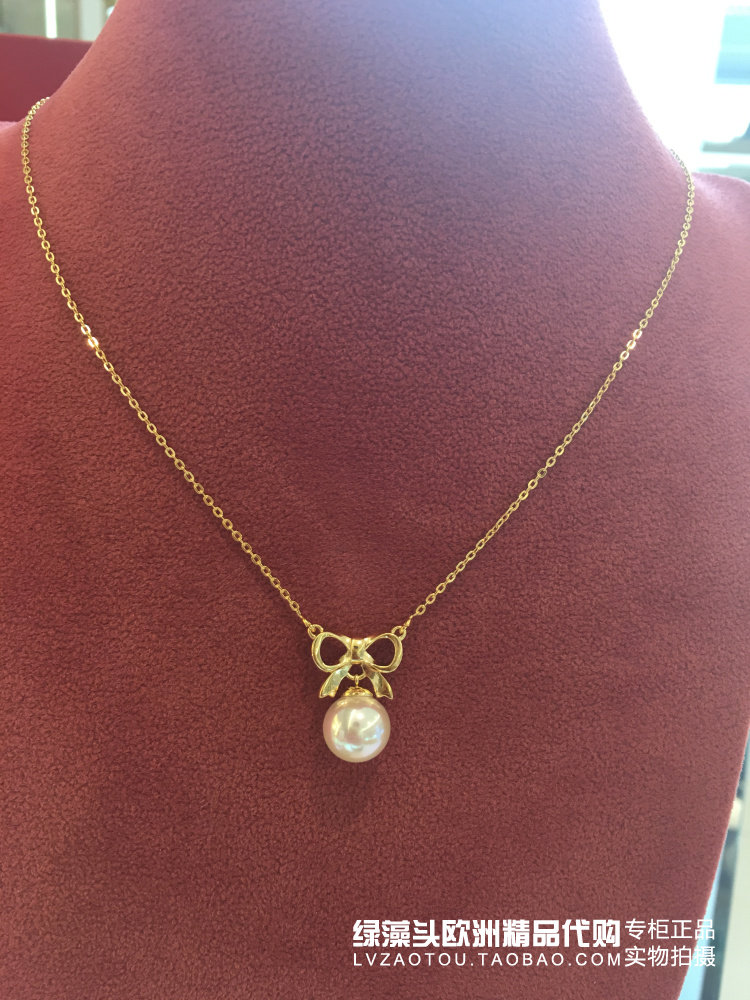 European century-old royal brand MAJORICA Valentine's Day simple temperament all-match pearl bow necklace female