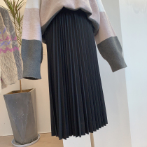 Llora pleated skirt in the long 2021 autumn new black high waist skirt long skirt Joker skirt