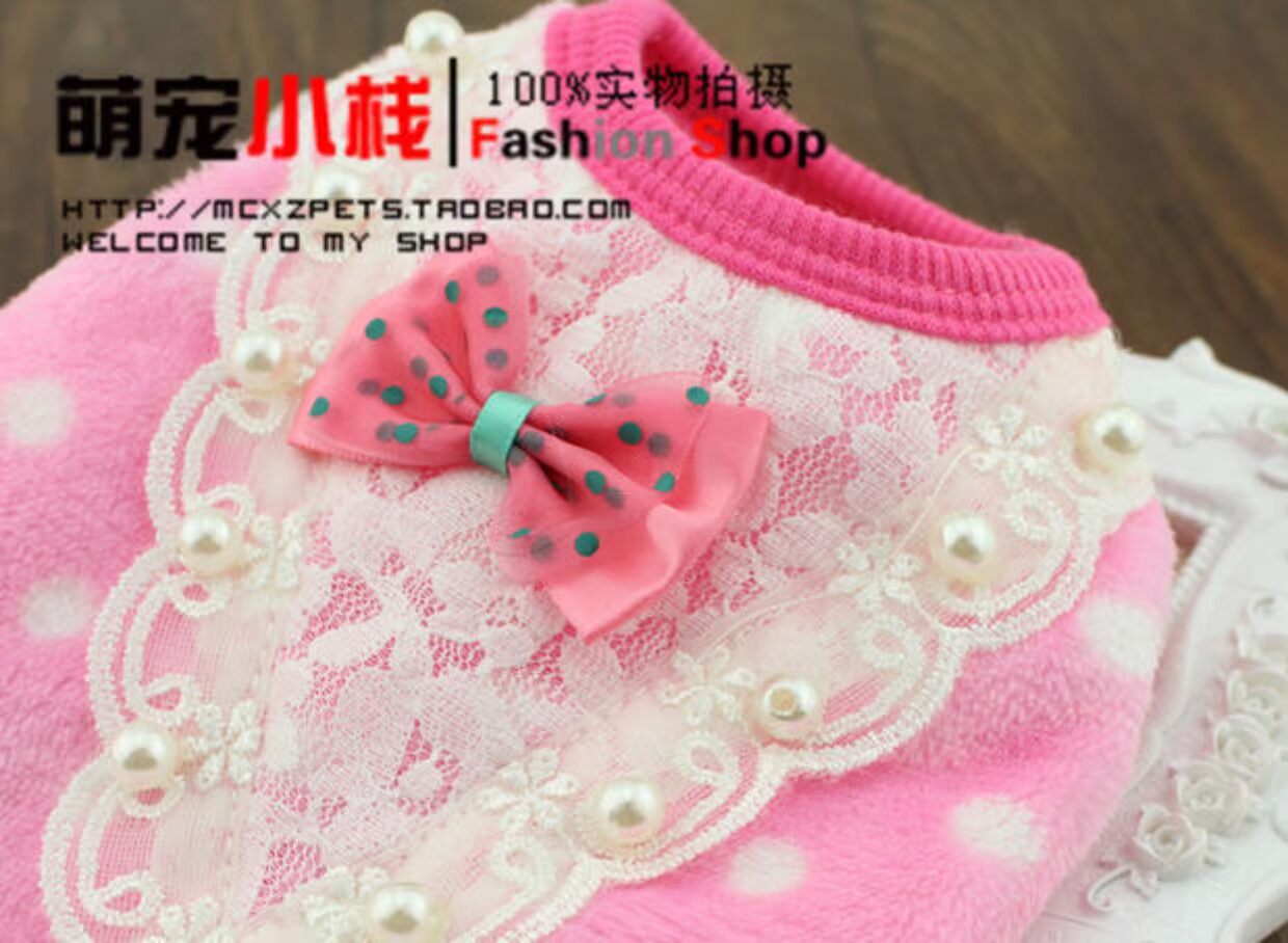 Full 68 包邮 Ngọc trai flannel nơ quần áo thú cưng Quần áo mùa thu cho chó - Quần áo & phụ kiện thú cưng áo dành cho chó con	