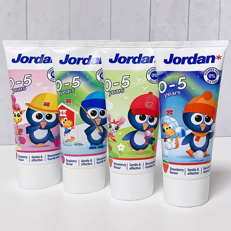 Norwegian jordan infant child toothpaste baby milk tooth 0-6-12 toothpaste fruit taste with fluorine-proof strawberry