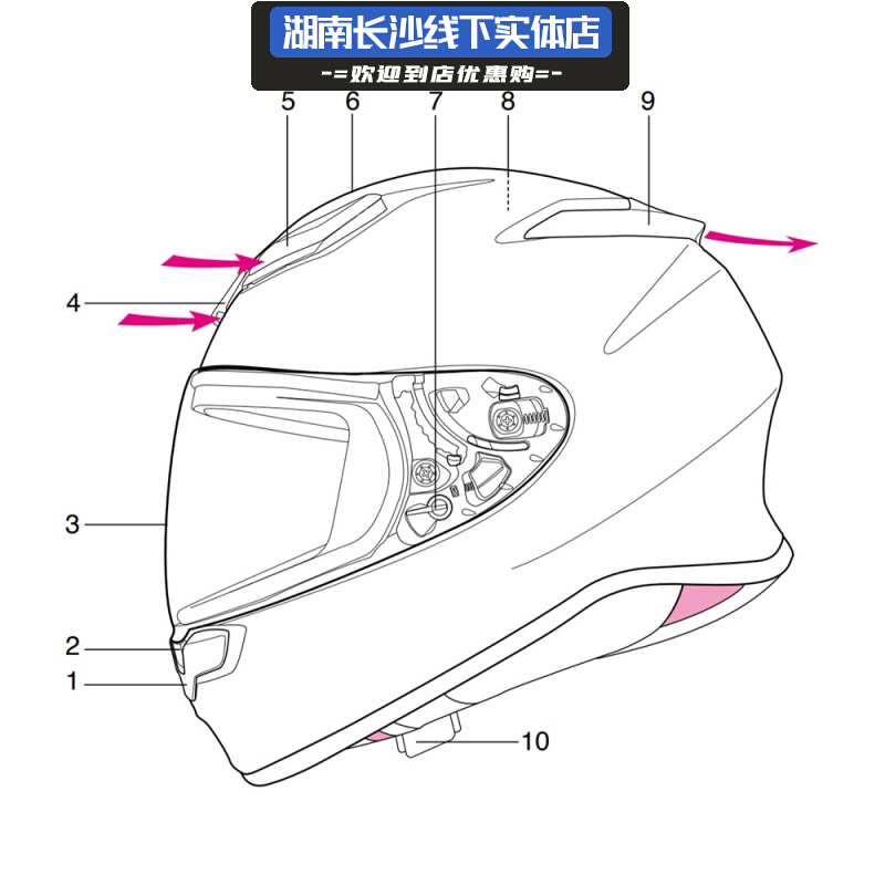 SHOEI Z8 locomotive safety helmet air duct mouth ventilation lens base nose seal lower barnet tail original plant accessories