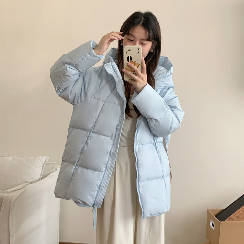 Puff down Jacket for Women, Mid-Length, Baby Style, Korean Version, Hooded, Loose, Fashionable, Versatile, Casual, Thickened Duck down Coat