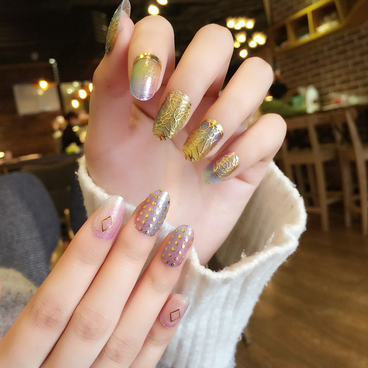 Công cụ nail đơn giản không thấm nước bền 3D nail sticker tấm kim loại craft nail sticker tỏa sáng sơn móng tay bộ dụng cụ làm nail