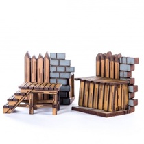 Wheat Record Warhammer pp 28mm 1:56 Wooden Scene Fence Connection Wall