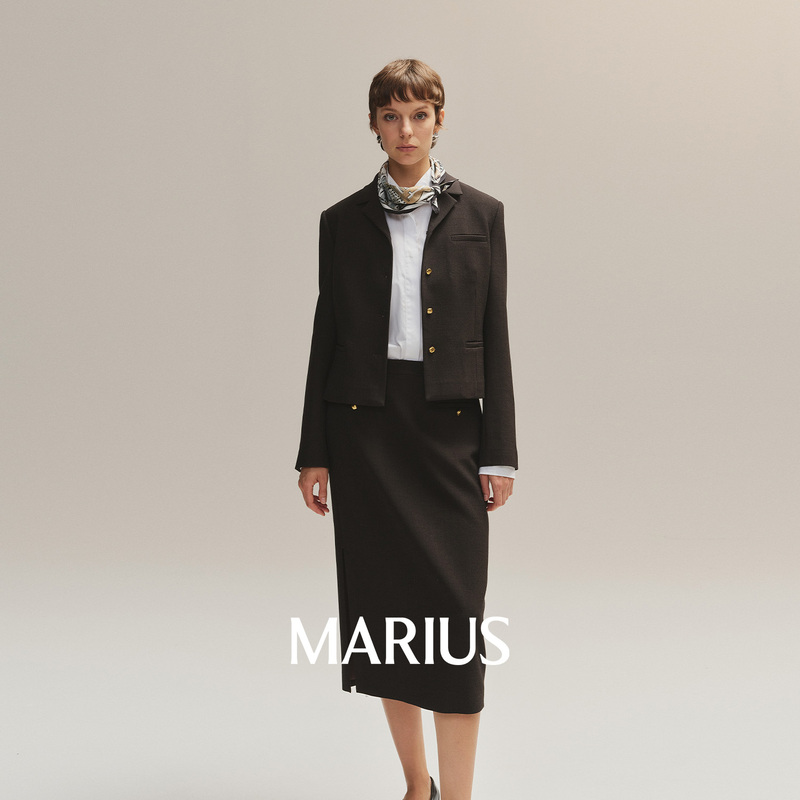 Marius |   Kensington Merino Wool Blend High-Fashion Slim-Fit Short Blazer/Above-The-Knee Skirt