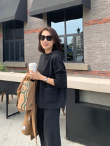 Old Ma Marius Lazy 26 Double-strand 100% Cashmere Pullover Hooded Top Pants Set