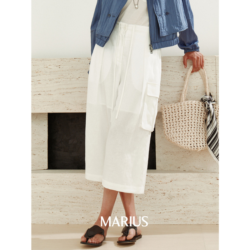 Marius | Pocket Pants French Linen Single Pleat Casual Relaxed Workwear Style Cropped Pants Marius | Pocket Pants French Linen Single Pleat Casual Relaxed Workwear Style Cropped Pants