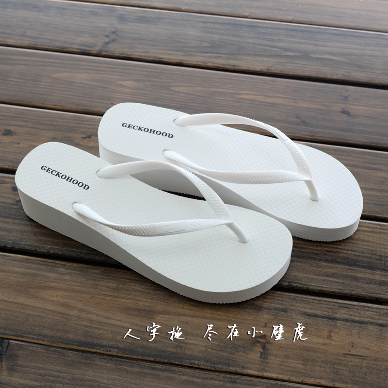 Geckohood Summer Wedge Flip-Flops for Women, European and American Style, Thick-Soled Platform Beach Thong Sandals, Non-Slip, White Geckohood Summer Wedge Flip-Flops for Women, European and American Style, Thick-Soled Platform Beach Thong Sandals, Non-Slip, White