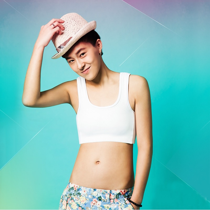 Taiwan Esha-Summer required elastic side Seamless Sleeve Head of the Seamless Sleeve short bundle chest-looking Tiles#AIR