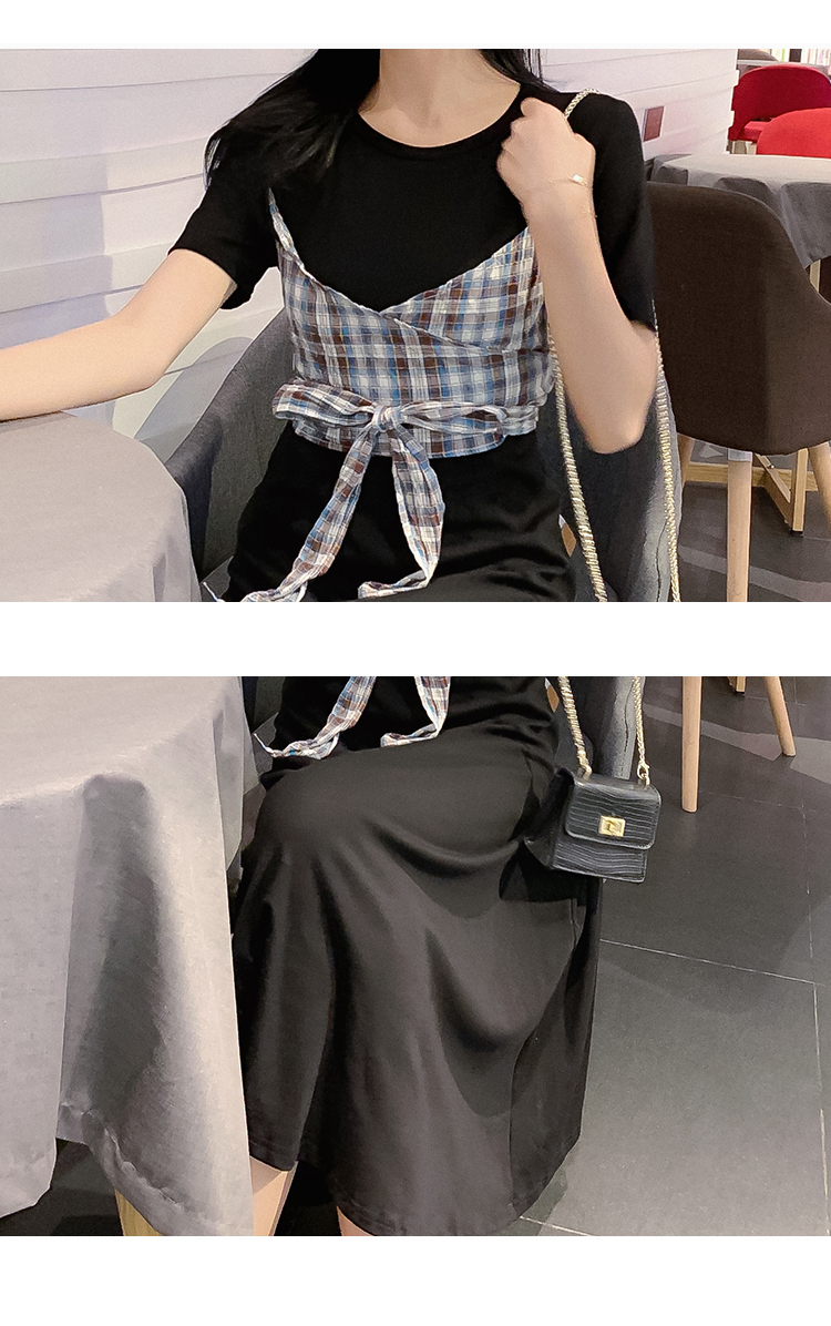 VK旗艦店 韓系學院風綁帶休閒短袖洋裝