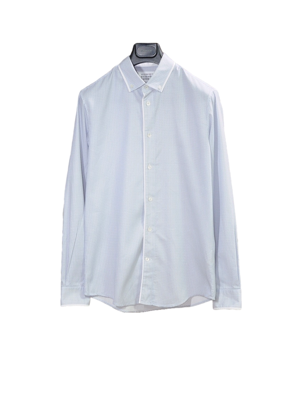 Maison Margiela High-Quality Cotton Spring/Summer Refreshing White Checkered Square Collar Shirt with Piping It44