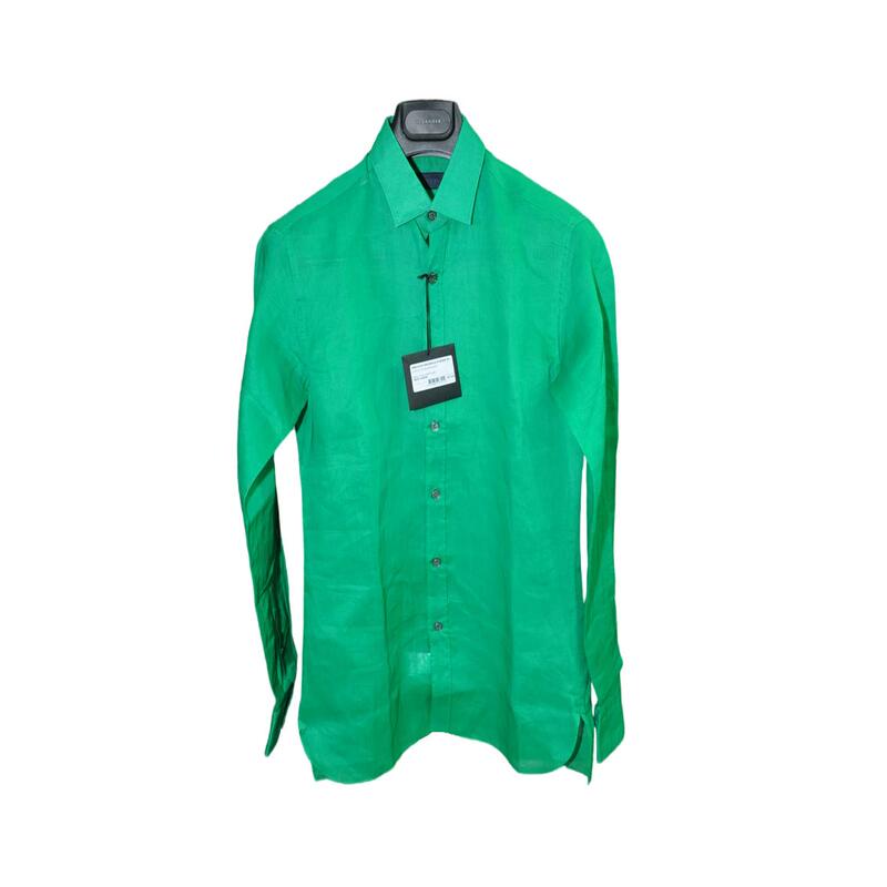 Lanvin 15Ss Show Model Spring/Summer Breathable Emerald Green Lightweight Heavy Silk Shirt It37