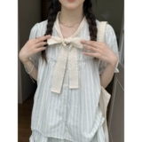 Lu Xiaotuan вертикальная полосатая рубашка с короткими рукавами и костюм для женщин в 2025 году летняя новая корейская темпераментная одежда