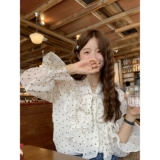 Lu Xiao Tuantuan, французская нежная свободная рубашка, новинка 2025 года, зима, новый корейский стиль, топ для женщин в стиле «старые деньги»