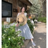 Летняя приталенная юбка в складку, эластичная талия, в корейском стиле, яркий броский стиль, А-силуэт