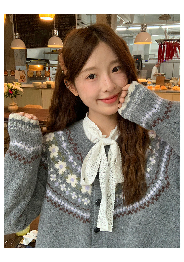 토지 작은 그룹 공정한 섬 스웨터 오픈 가디건 디자인 센스 한 부서 부드러운 레트로 분위기 센스 느긋한 슬림해 보이는 여성 코트 상세 이미지 27