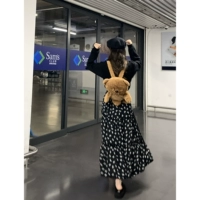 Черная юбка в складку, длинная юбка