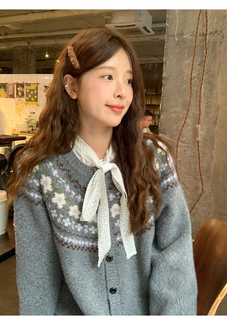 토지 작은 그룹 공정한 섬 스웨터 오픈 가디건 디자인 센스 한 부서 부드러운 레트로 분위기 센스 느긋한 슬림해 보이는 여성 코트 상세 이미지 29