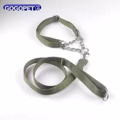 Pet leash Dog rope Army green neck cover collar Duty patrol working dog Dog chain German horse dog half P chain