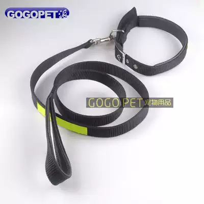 Popular pet German horse dog patrol large working dog leash collar Dog walking rope Black reflective P chain