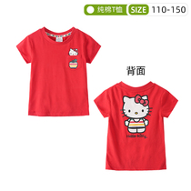 Summer girl T-shirt pure cotton elastic short sleeve shirt long and half sleeve blouse slim fit cartoon exit day children dress
