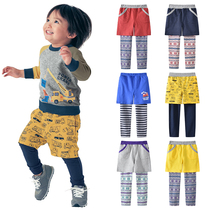 Export Japan Fun Unisex Pure Cotton Pants Spring Autumn Baby Fake Two Piece Shorts Trousers Trousers Stretchy