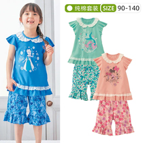 Exit Day Ensemble Girls Summer Suit Pure Cotton Thin womens short sleeve shorts Two sets Cartoon Princess Home Residence Clothing