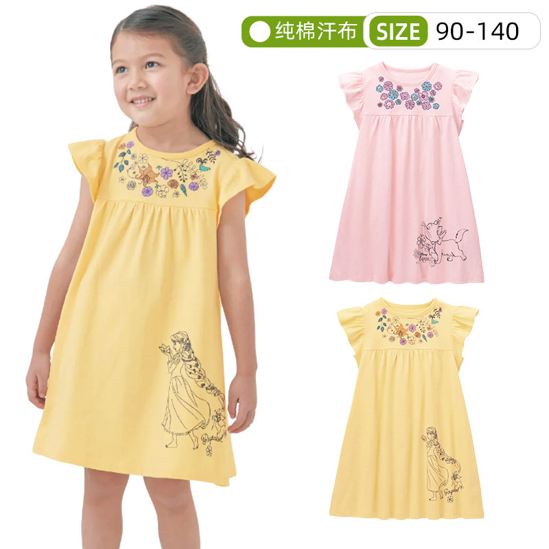 Day Department one thousand anecdote girl's foreign dress PURE COTTON FEMALE BABY SHORT SLEEVE DRESSES CARTOON CUTE PRINCESS LADIES ' SKIRTS