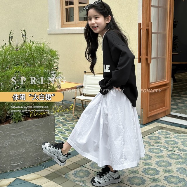 Girls' skirts Children's skirts Cotton-sensory pure white skirts