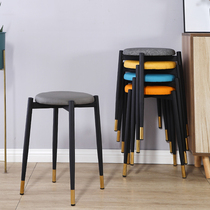 Nordic light luxury meal household stackable small bench Modern simple dining table round stool Net red round stool makeup chair