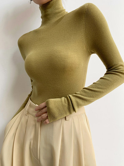 Nude and non-stiffening Yangtze yarn 120s SHIMA SEIKI seamless high-neck slim wool bottoming knitted sweater 2022 winter