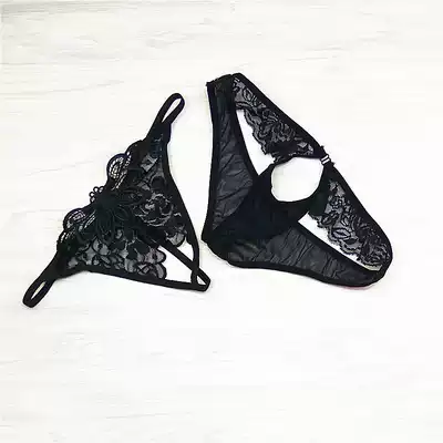 Men and women couples underwear cute sexy perspective passion set Hot lace open flirting T-pants