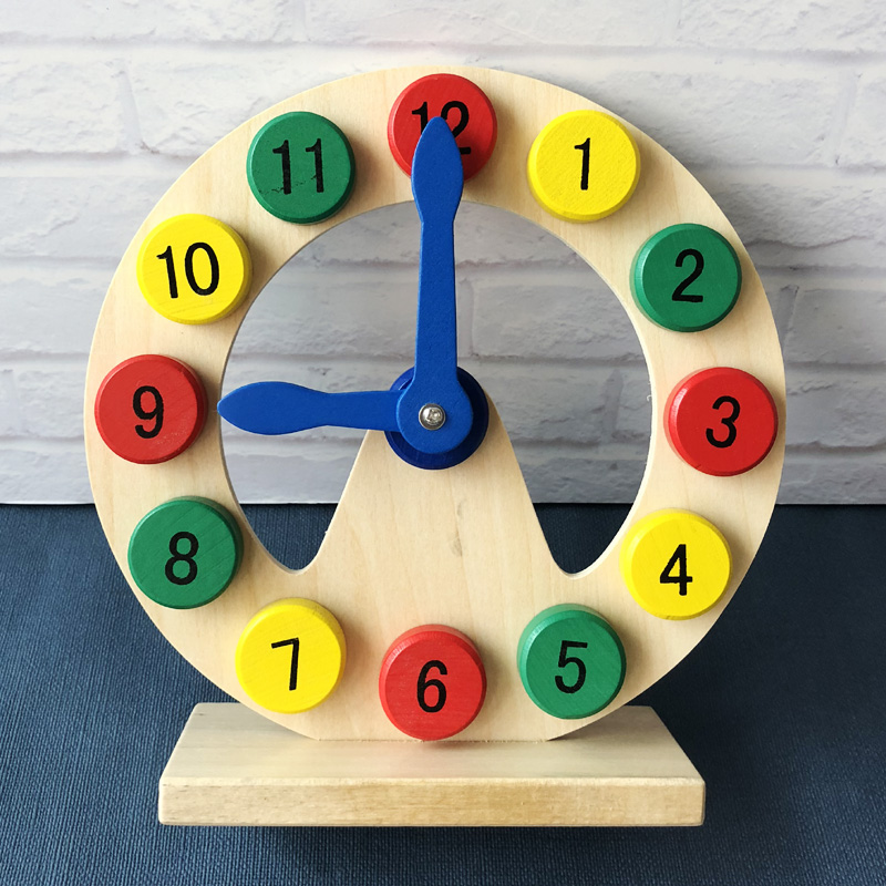 Early education wooden digital shape building blocks clock wooden pairing toys children's educational toddler toys 1-2-3 years old