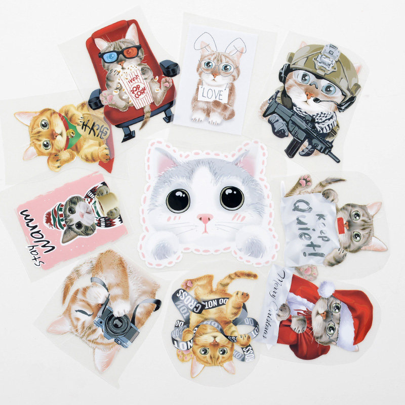 Cartoon clothes patch stickers fashion pattern stickers pants decoration down repair hole heat painting fashion cat