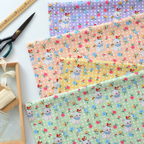 Pure cotton cloth printing and dyeing diy cotton cloth diy handmade clothing full cotton thickened yarn card fabric Showa cartoon kitten