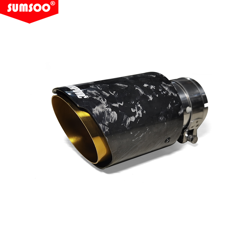 SUMSOO car modified tail throat bright gold Volkswagen Golf new Lavida exhaust pipe satin carbon fiber