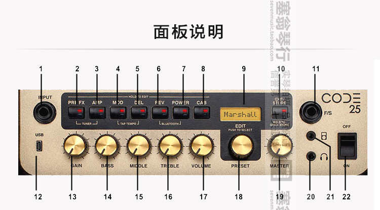 Marshall Marshall Code25 Code50 Code100H Split Guitar hiệu ứng kỹ thuật số - Loa loa loa lg xboom go