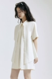 [FUSSED 22SS layered shirt dress 象牙白层次剪裁衬衣连衣裙]
